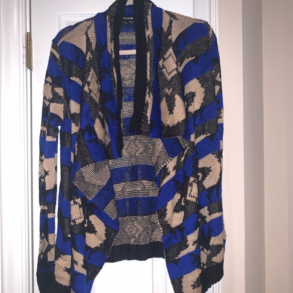 Black blue and tan cardigan